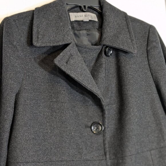 ANNE KLEIN Black Wool Blend Mid-Length Lined Dress Business Coat; Size M - Picture 4 of 7